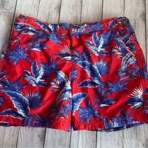 Superdry Swim Palm Tree Red Swim Trunks Large